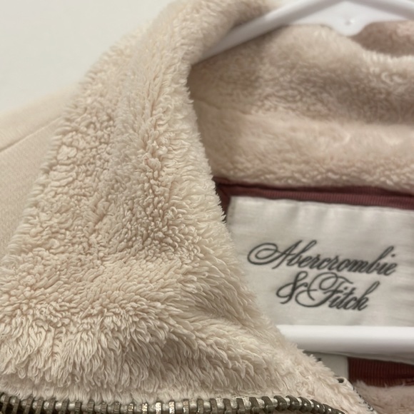 Abercrombie and Fitch cream sherpa long sleeves cotton jacket comfy large - Picture 2 of 11